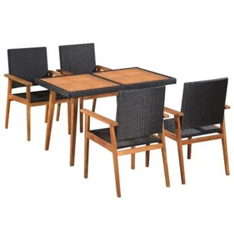 vidaXL - Tuinset - Zwart - Poly rattan