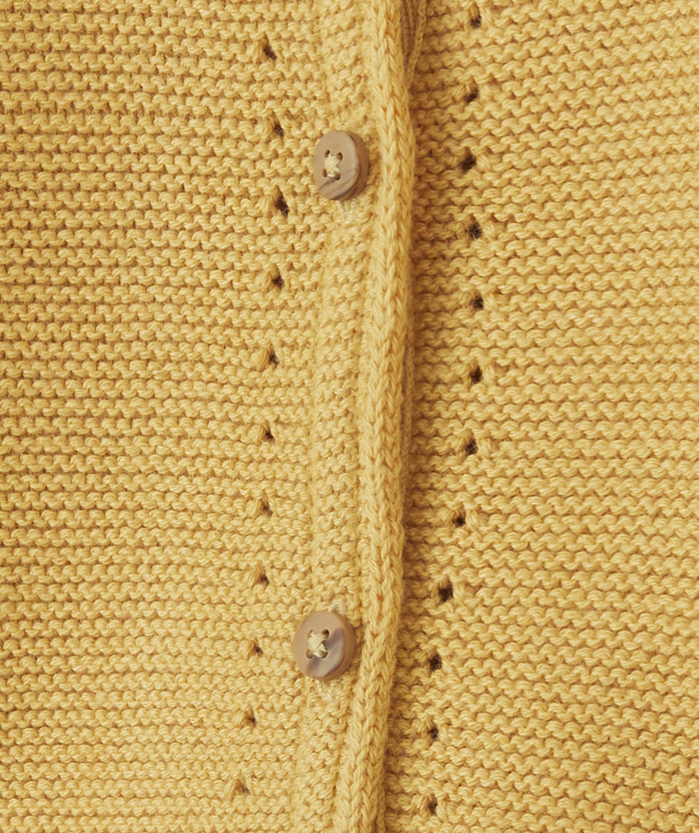 ENSEMBLE EN MAILLE DE COTON BIO JAUNE