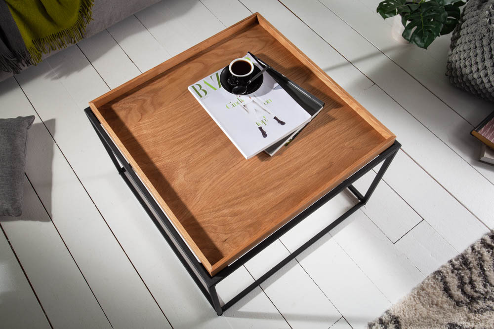 Industrial Couchtisch ELEMENTS 60cm Eiche natur abnehmbares Tablett