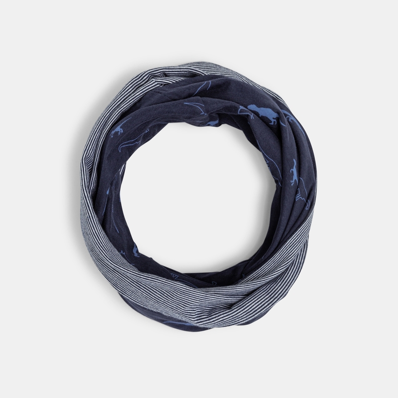 Snood bi-face en jersey bleu garçon