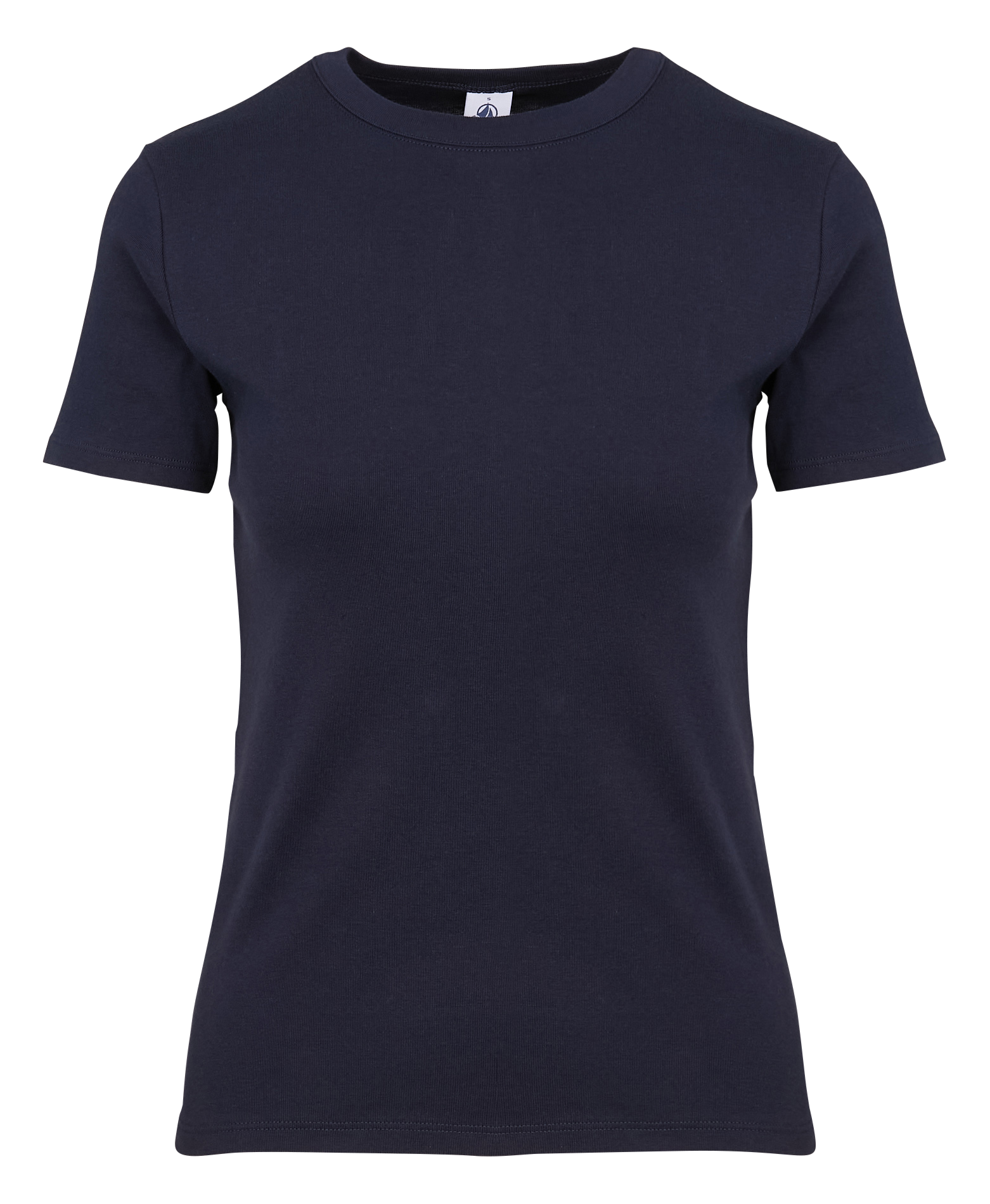 Tee-shirt droit col rond en coton | Bleu
