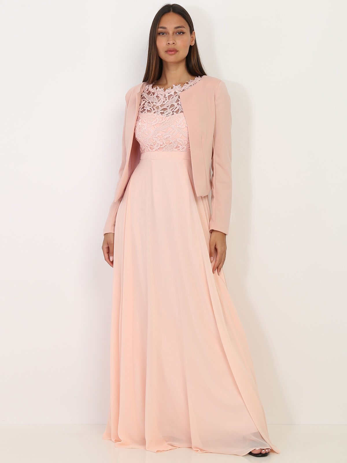 Veste courte rose sans col Rose clair- Rose clair