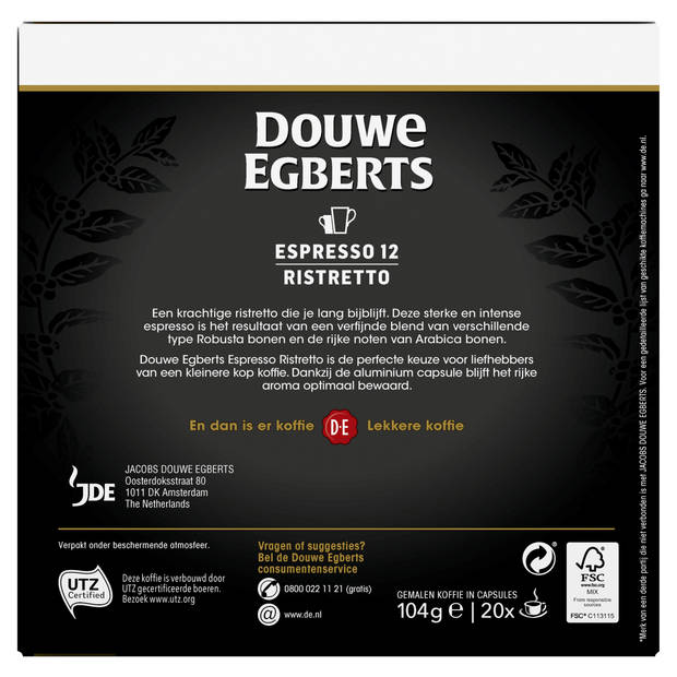 Douwe Egberts Espresso Ristretto koffiecups voordeelpak 20 stuks