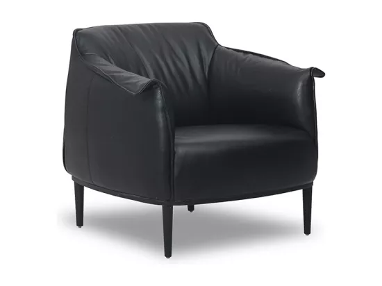 Fauteuil en cuir KLUM - Noir