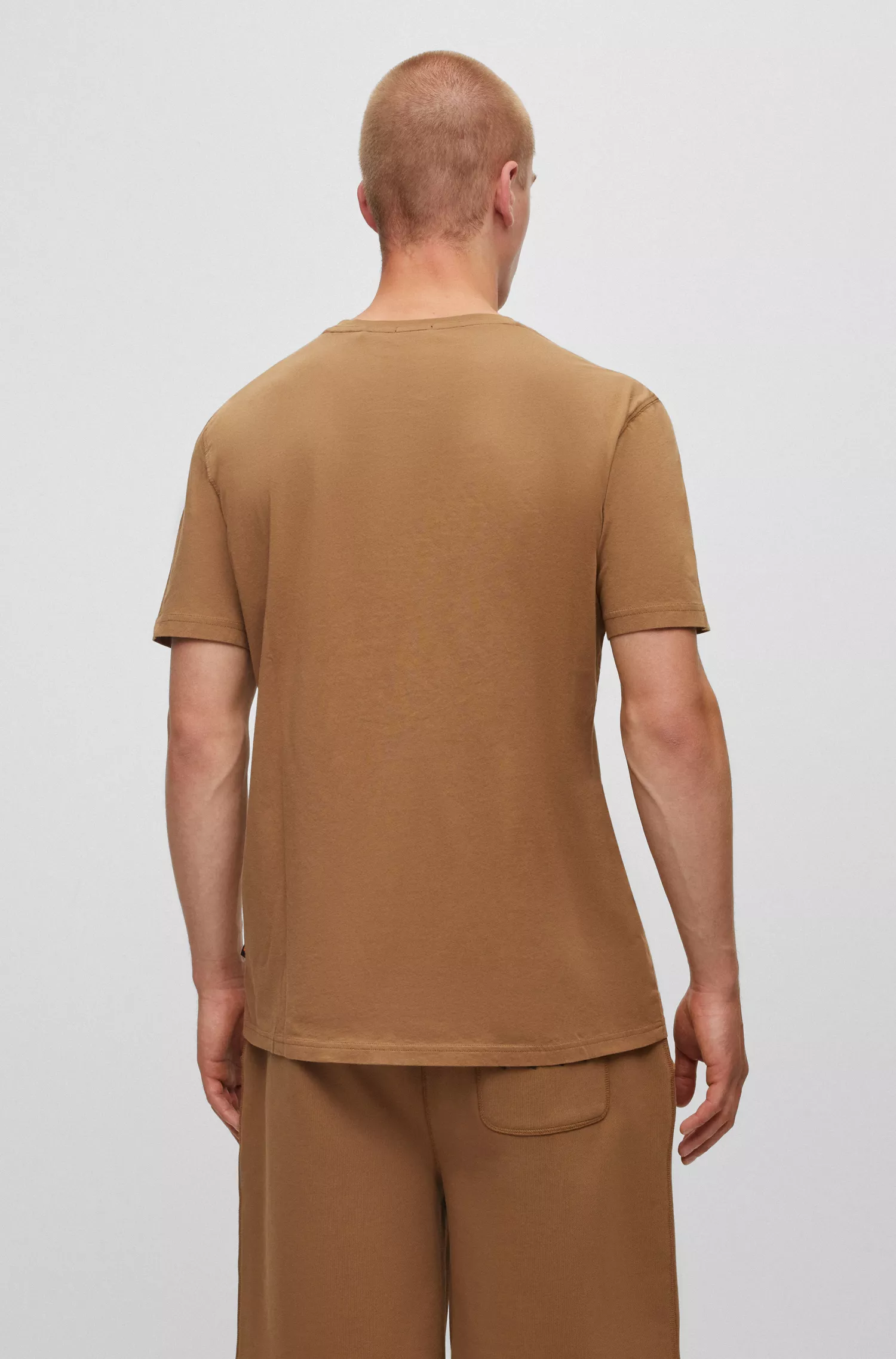 Camiseta BOSS laranja em malha de algodão com detalhe do logotipo