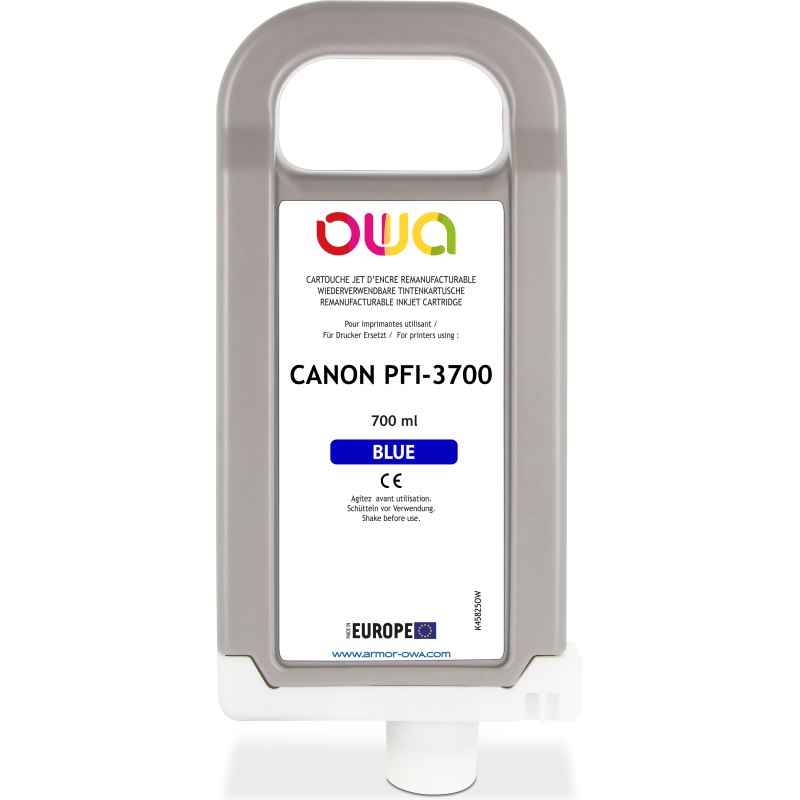 Cartouche d'encre traceur remanufacturable OWA - standard - Bleu - pour CANON PFI-3700 B