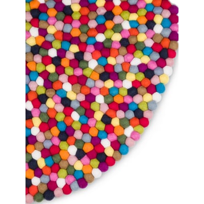 Filzkugelteppich, Bunt, Ø 90 cm