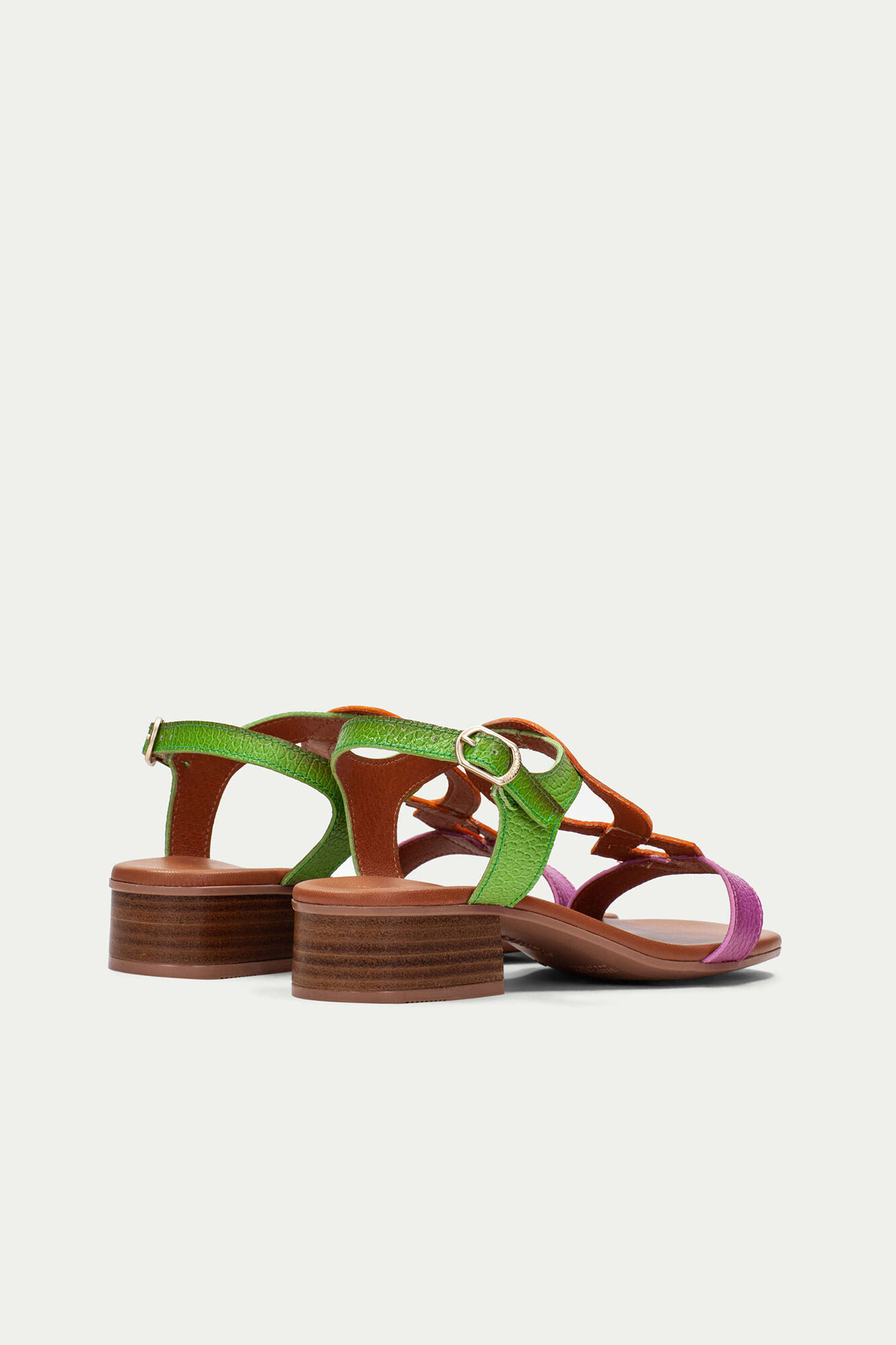 Sandália rasteira Lara com detalhe circular - Multicolorida