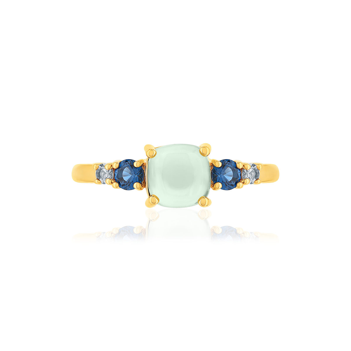 Bague plaqué or agate zirconias bleus