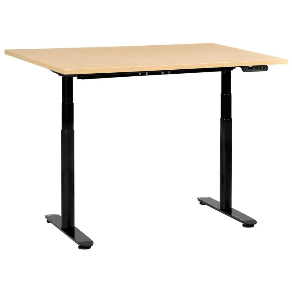 DESTINAS - Elektr bureau - Zwart/Lichtbruin - 120 x 60 cm - Vezelplaat