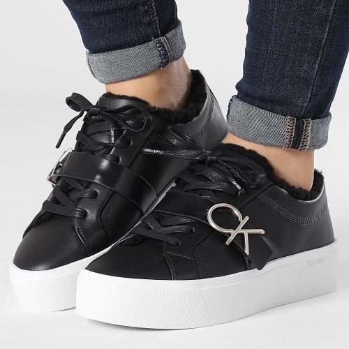 Baskets Femme Flatform Cupsole Lace Up 1671 CK Black