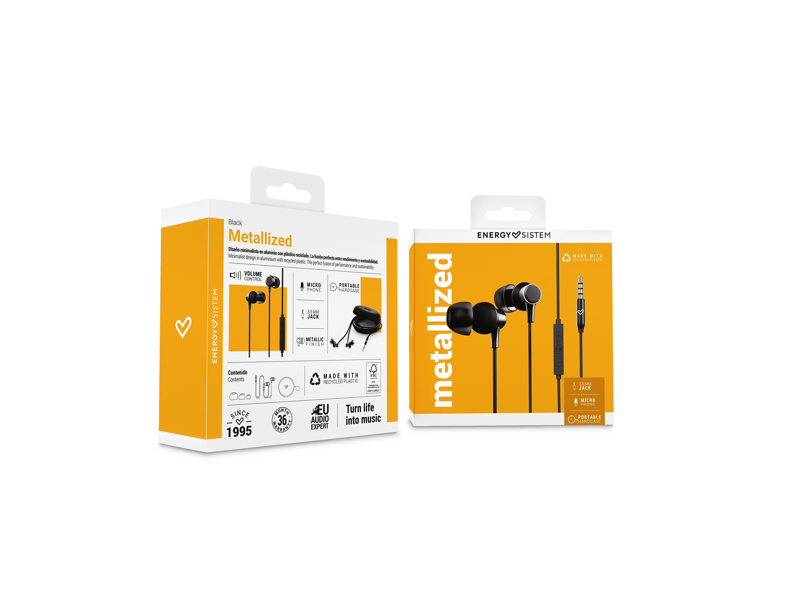 AURICULARES ENERGY SISTEM METALLIZED PRETO C/MICRO