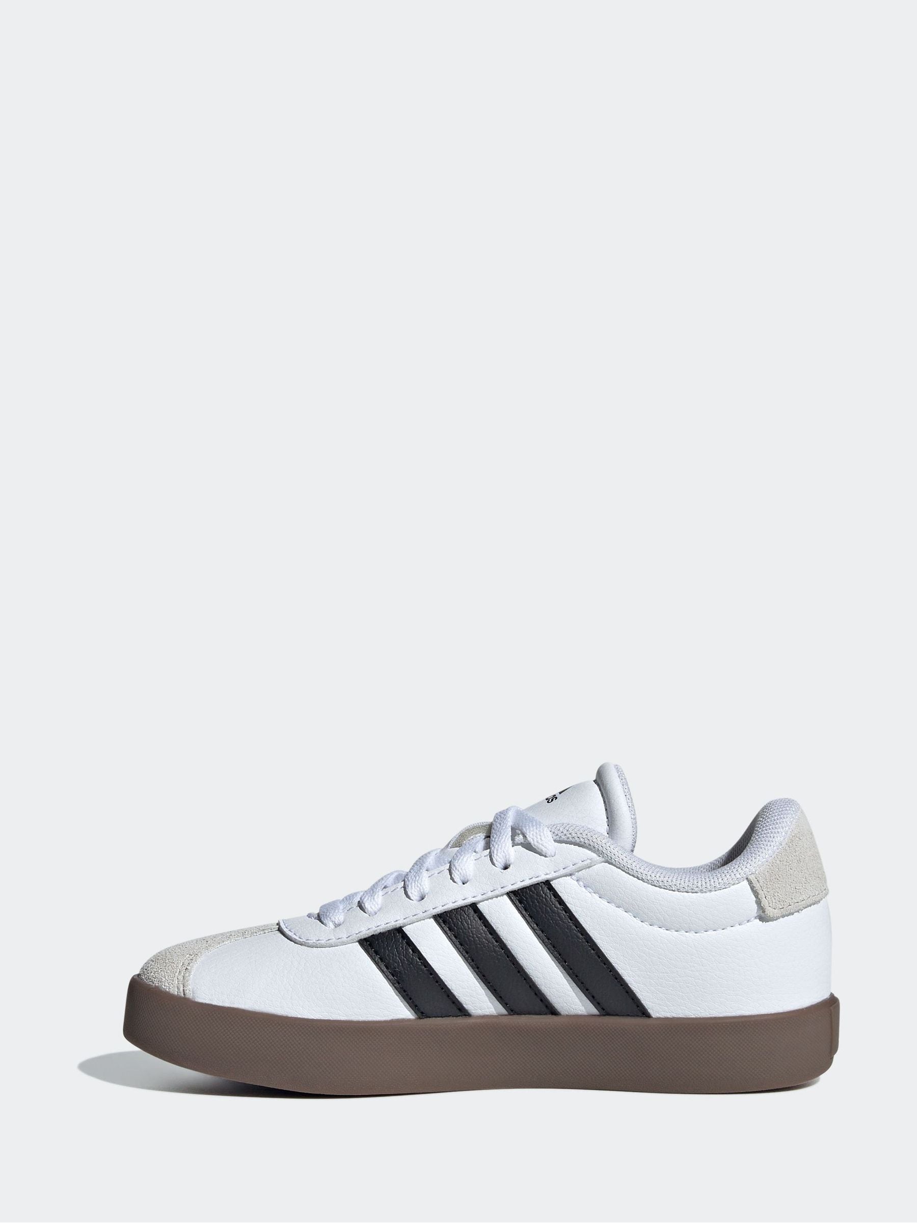 Wit/zwart - adidas Vl Court 3.0 Suède sneakers met veters voor kinderen