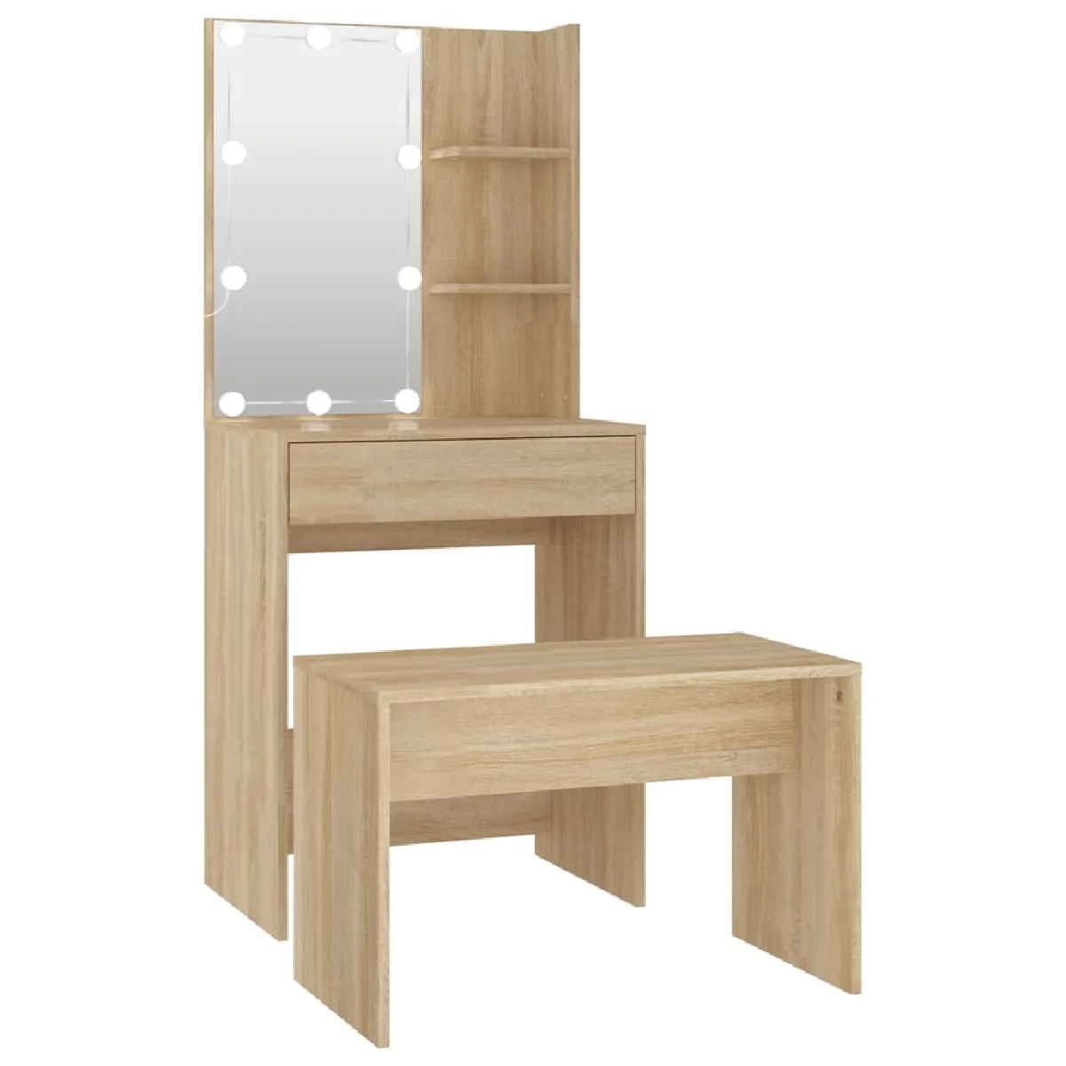 vidaXL Coiffeuse avec LED Chêne Sonoma