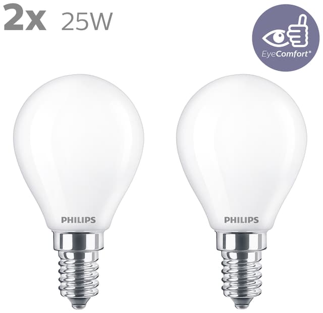Philips classic LED-pære 2W E14 (2-pakke)