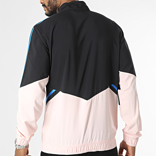 Veste Zippée A Bandes Manchester United HT4297 Rose Noir