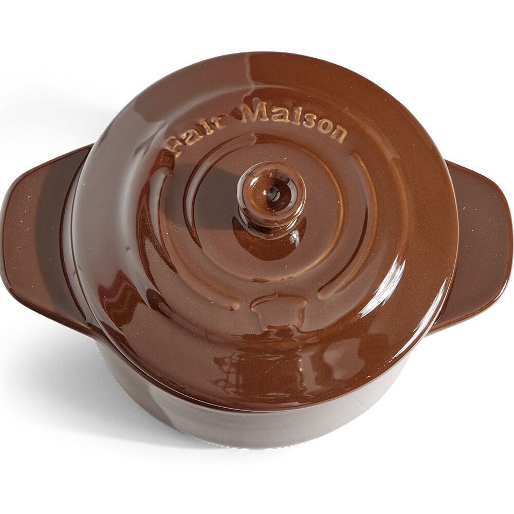 Mini cocotte individuelle en céramique avec couvercle - marron clair ou foncé