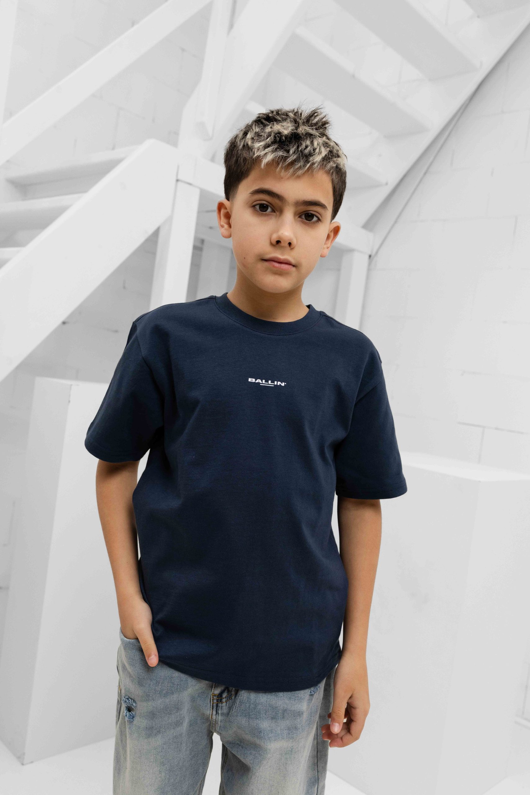 Ballin Amsterdam Abstract Sea Creatures T-Shirt Kids Donkerblauw