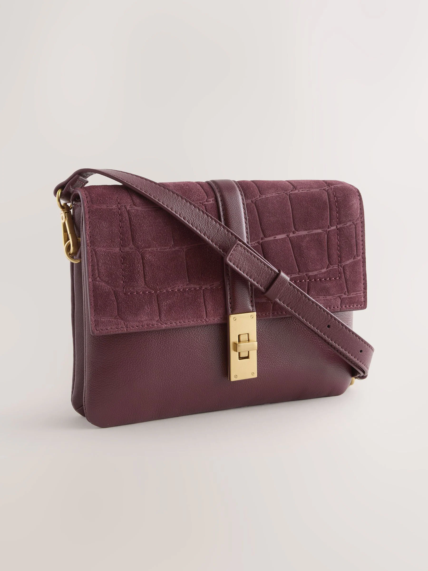 Bordeauxrood - Crossbodytas met imitatie krokodillenleer