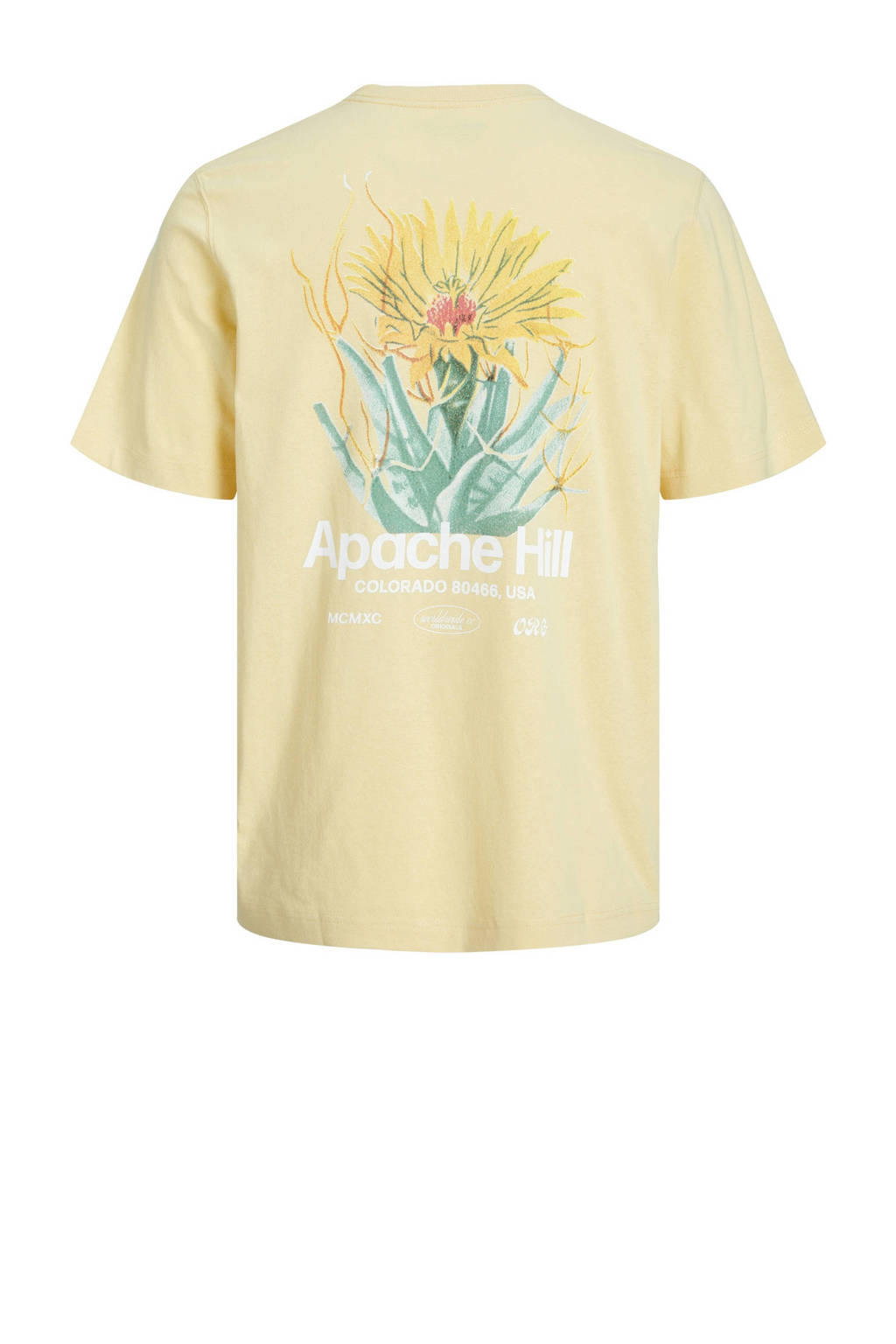 JACK & JONES T-shirt JORCASABLANCA met backprint lichtgeel