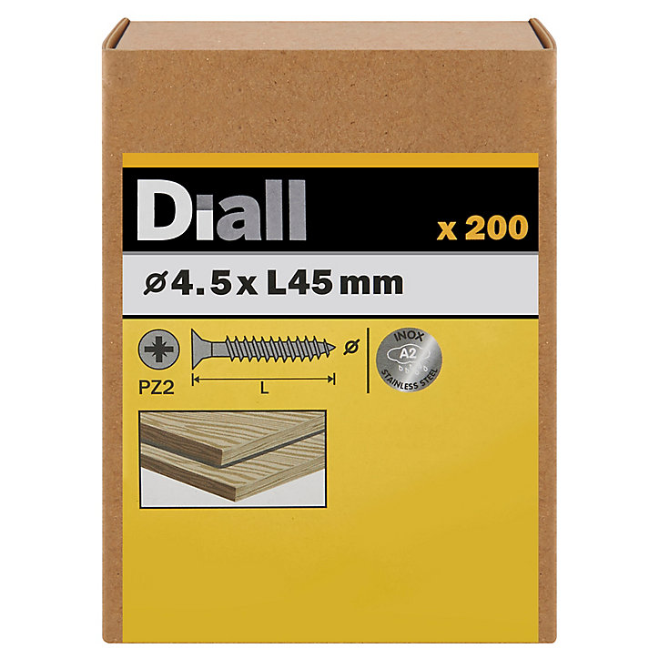 Vis à bois en acier inoxydable A2 pozidriv 4.5x45 mm - 200 pièces