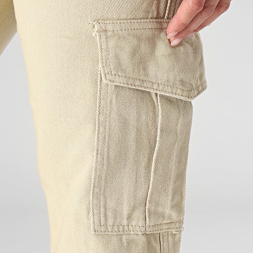 Pantalon Cargo Jean Femme Beige