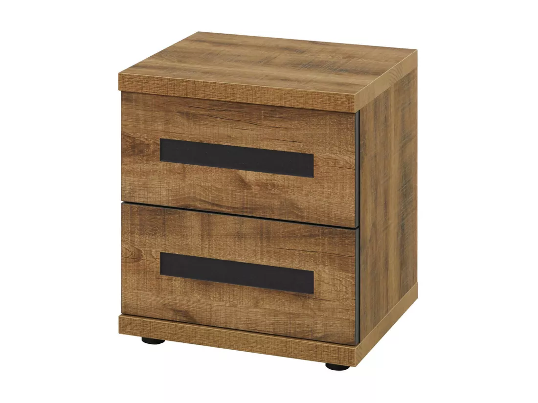 CANDAS - Ensemble Lit 160x200cm + Chevets Effet Bois