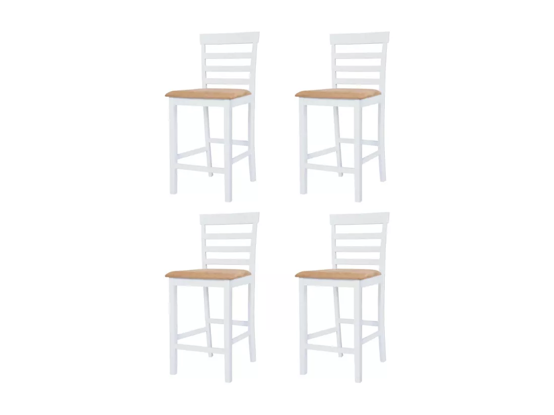Table et chaises de bar 5 pcs Bois massif Marron et blanc