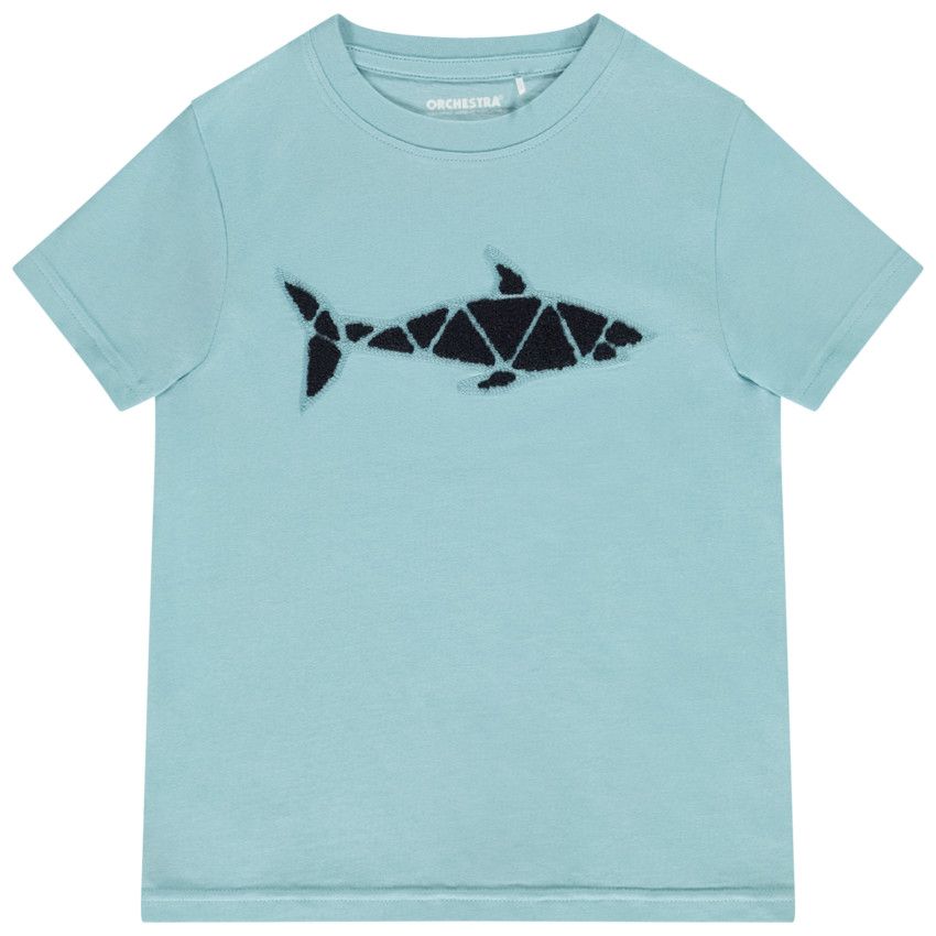 T-shirt manches courtes avec broderie effet bouclé fantaisie pour garçon - Bleu