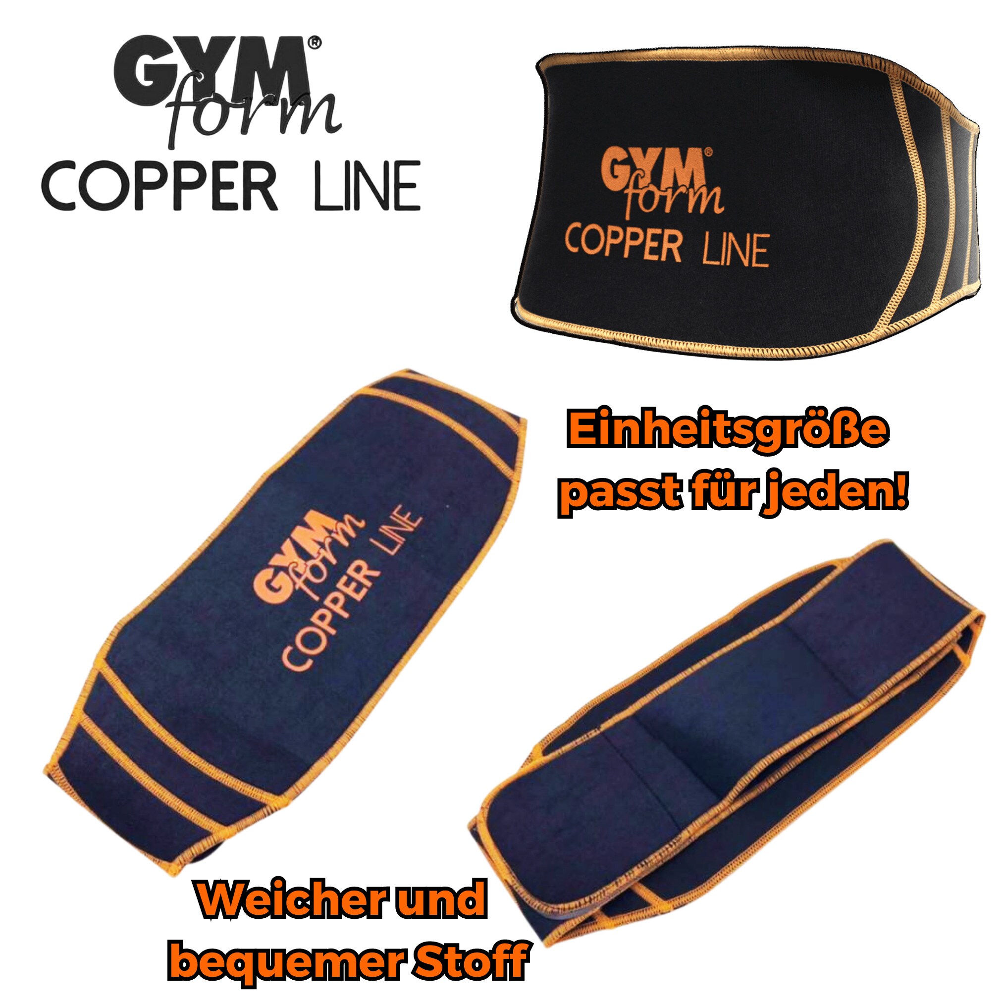 Gymform® Lendenbandage - Rückenbandage - Bandage Rücken Copper Line Back