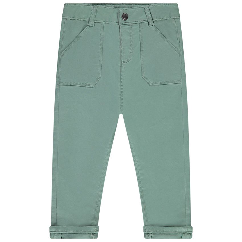 Pantalon uni en twill avec poches plaquées pour garçon - Vert