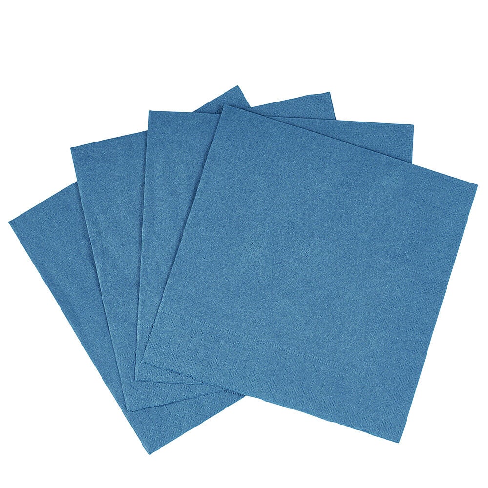 Serviette carré unie bleu canard 2 plis en papier x50