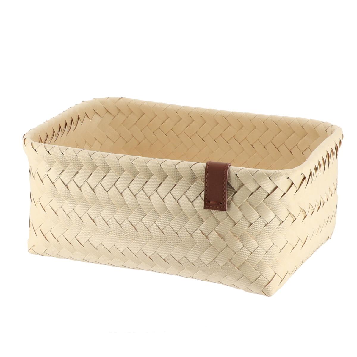 PANIERE EN 30X20.5X13.5CM ET LIEN FACON CUIR IVOIRE