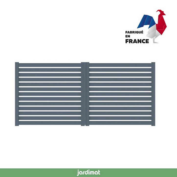 Portail Jardimat battant motorisé aluminium Chamuse gris anthracite - 300 x h.164 cm