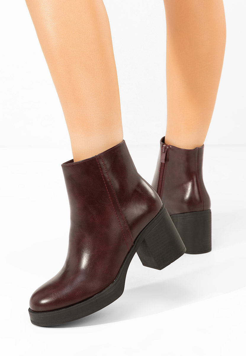 Bottines à gros talon bordeaux Denisia bordo
