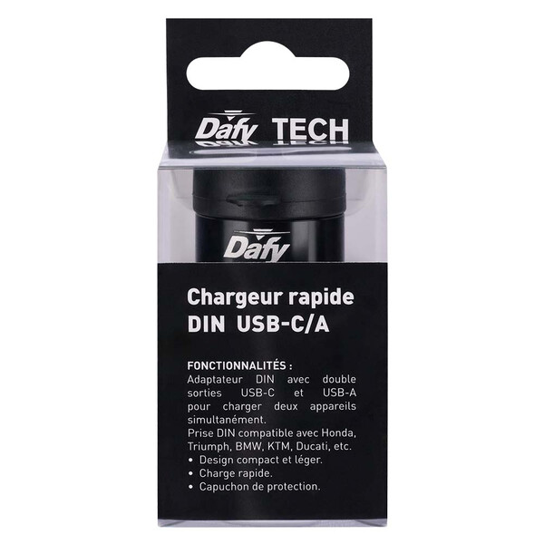 Dafy Moto - Chargeur allume-cigare DIN QC USB-C/A