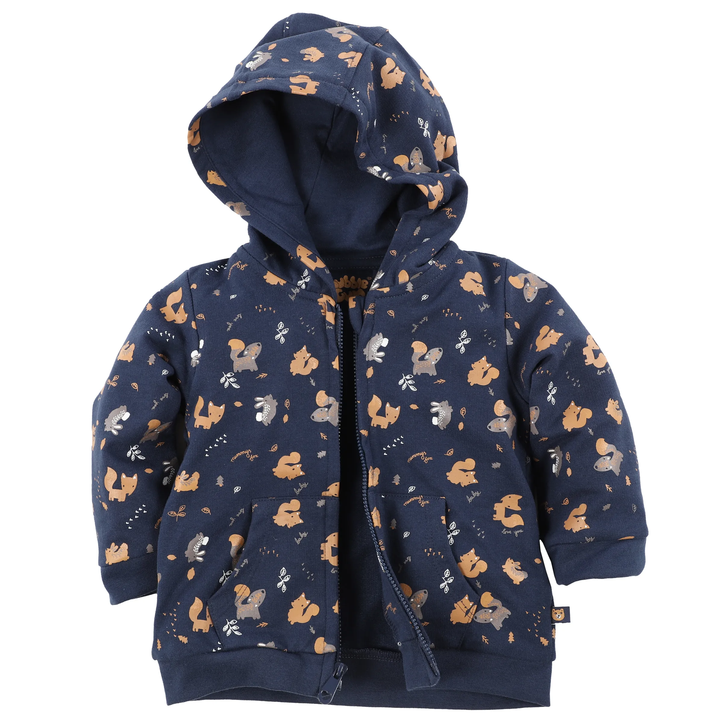 Baby Sweatjacke mit Kapuze und Alloverprint