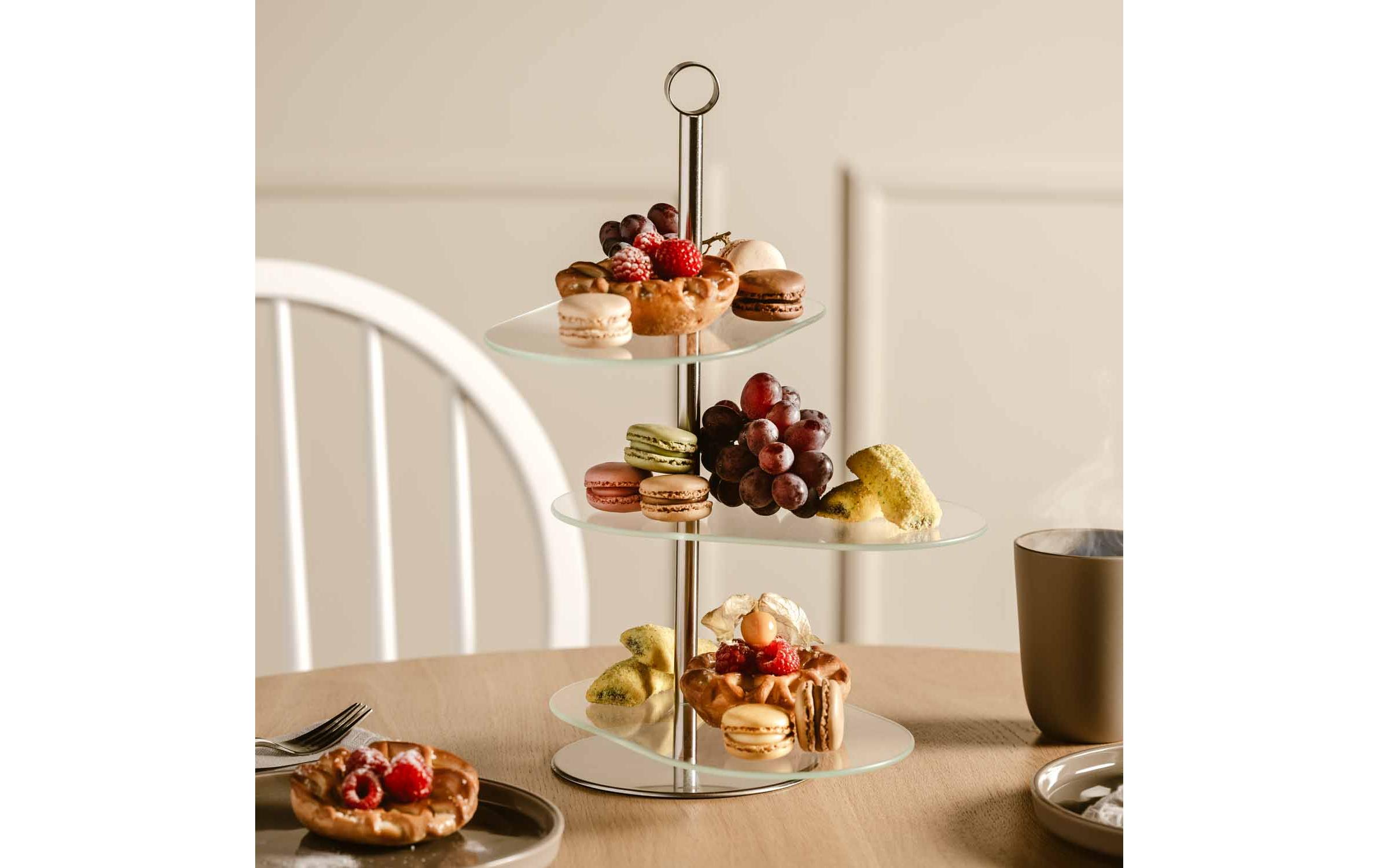 Etagere Cena asymmetrisch 3-teilig, SilberTortenständer