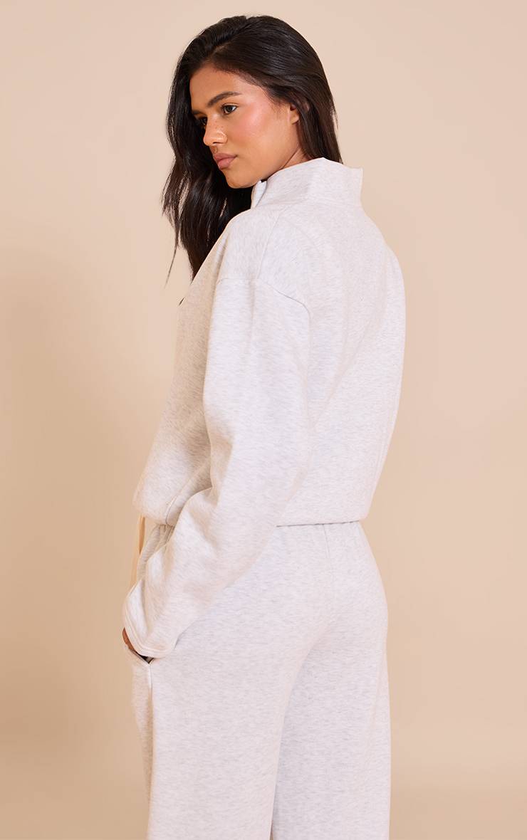 Gris Cendré Sweat-shirt À Col Cheminée Avec Cordon De Serrage Contrasté