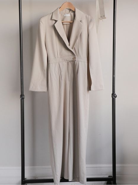 Aurora - Lange V-hals jumpsuit met lange mouwen