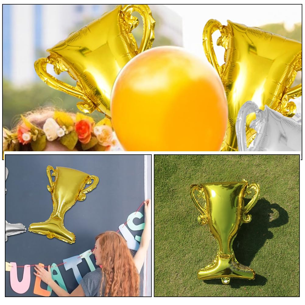 (10er Set) 60x45cm Pokal Folien Ballon Trophäe Party Dekoration Luftballon - Gold
