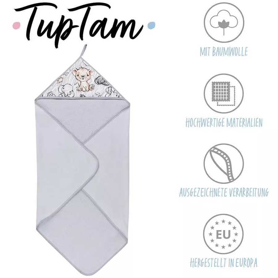 TupTam Baby Kapuzenbadetuch Kinder Poncho graubraun