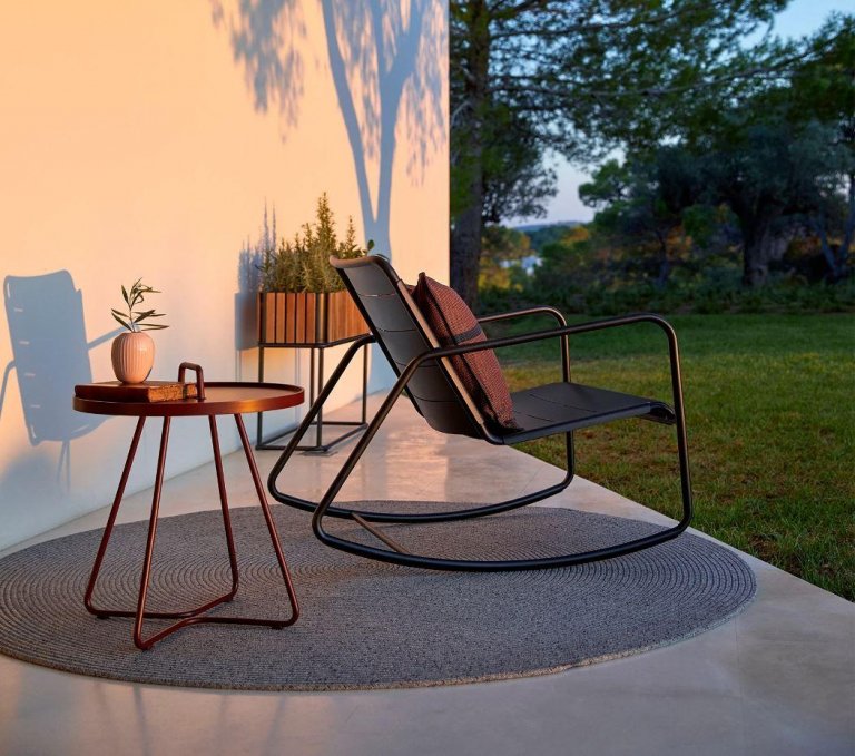 Cane-Line Circle indoor outdoor vloerkleed Ø140 donker groen