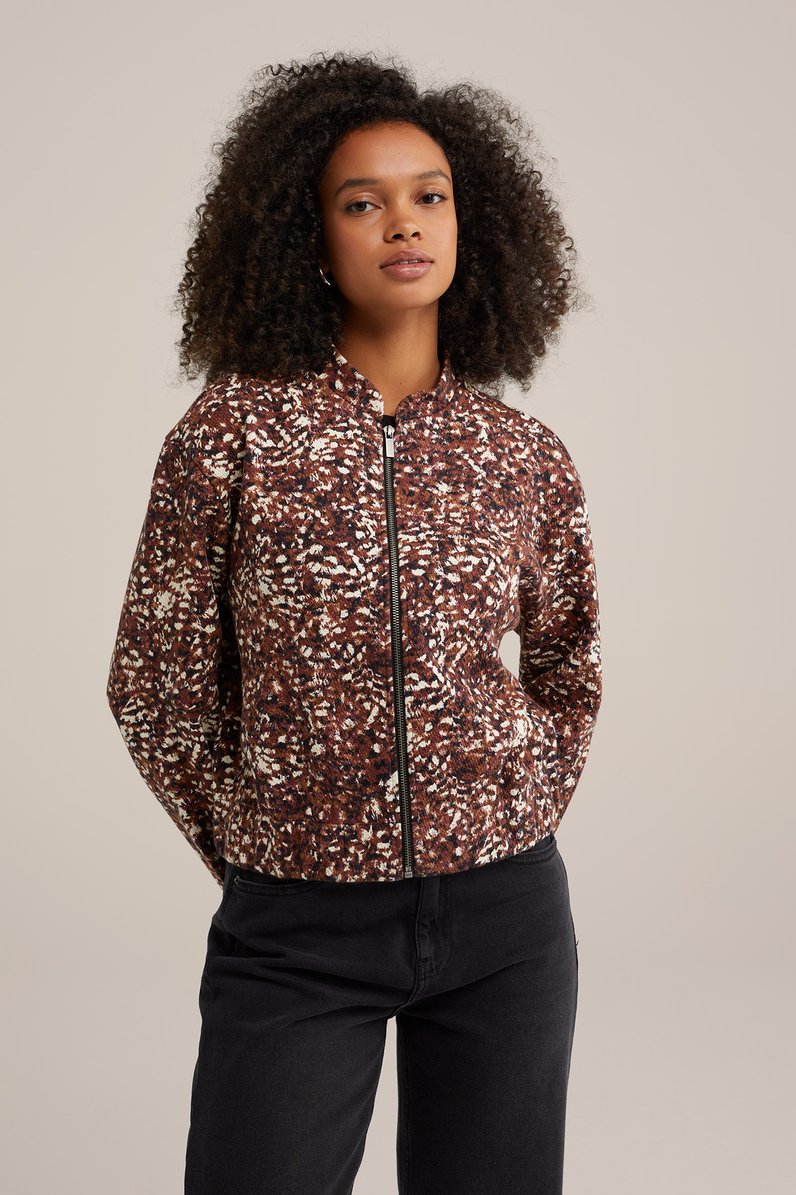 bombervest met dessin WE Fashion Bruin