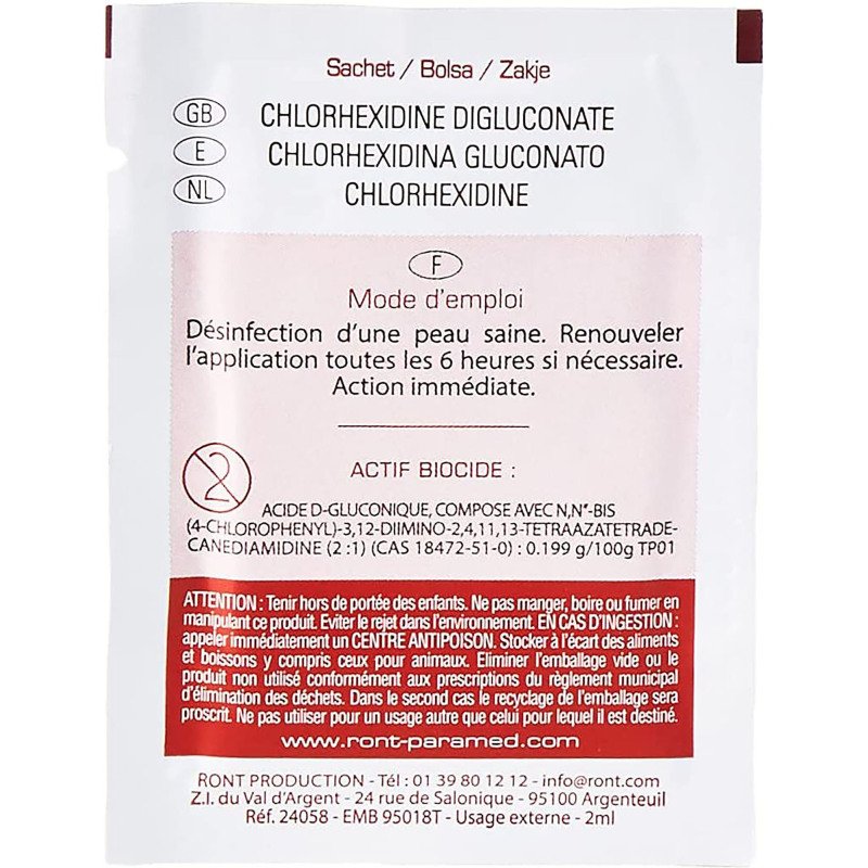 Lot de 12 compresses chlorhexidine