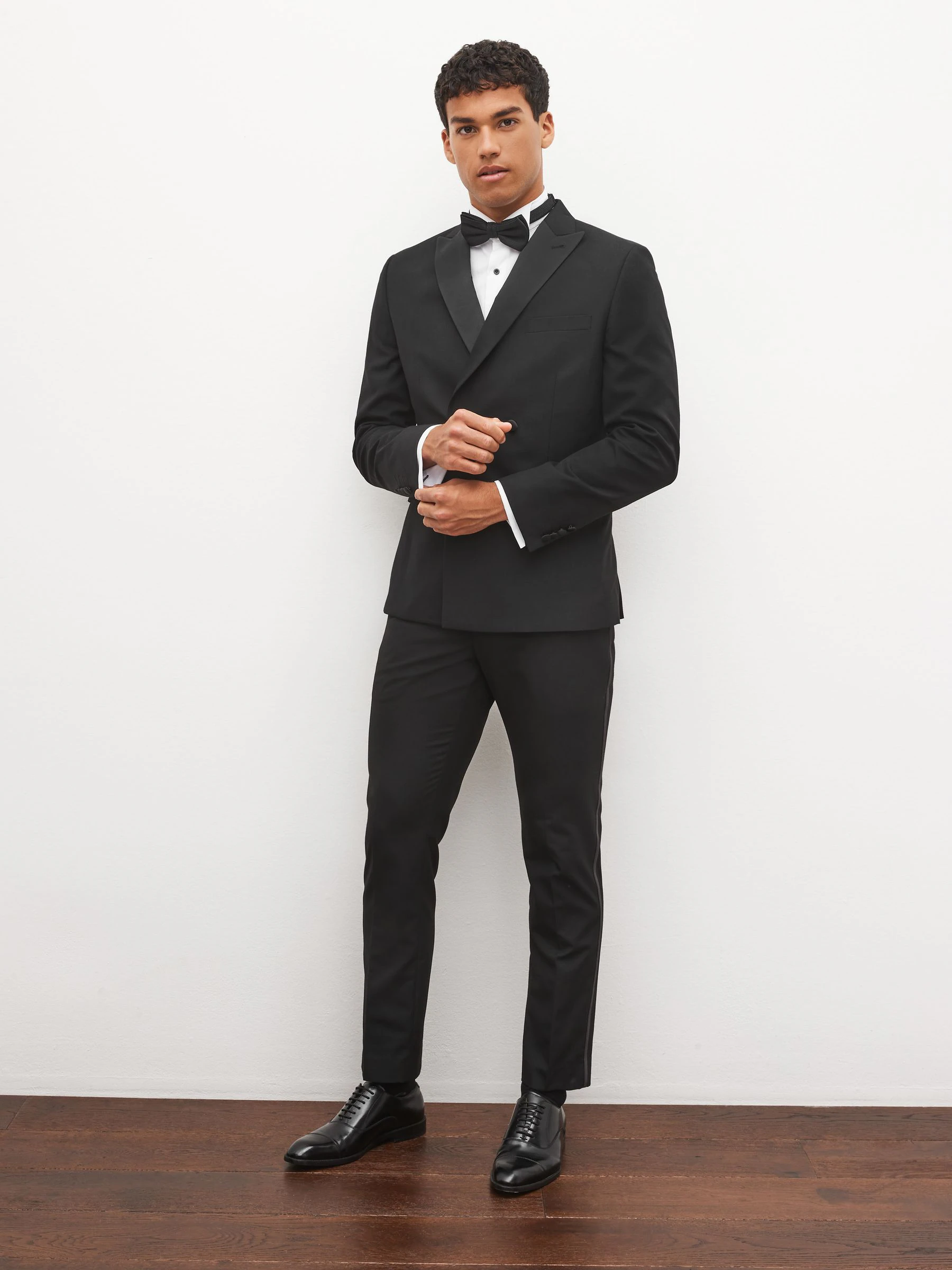 Zwarte tape met details - Slim Fit - Pantalon in smokingstijl