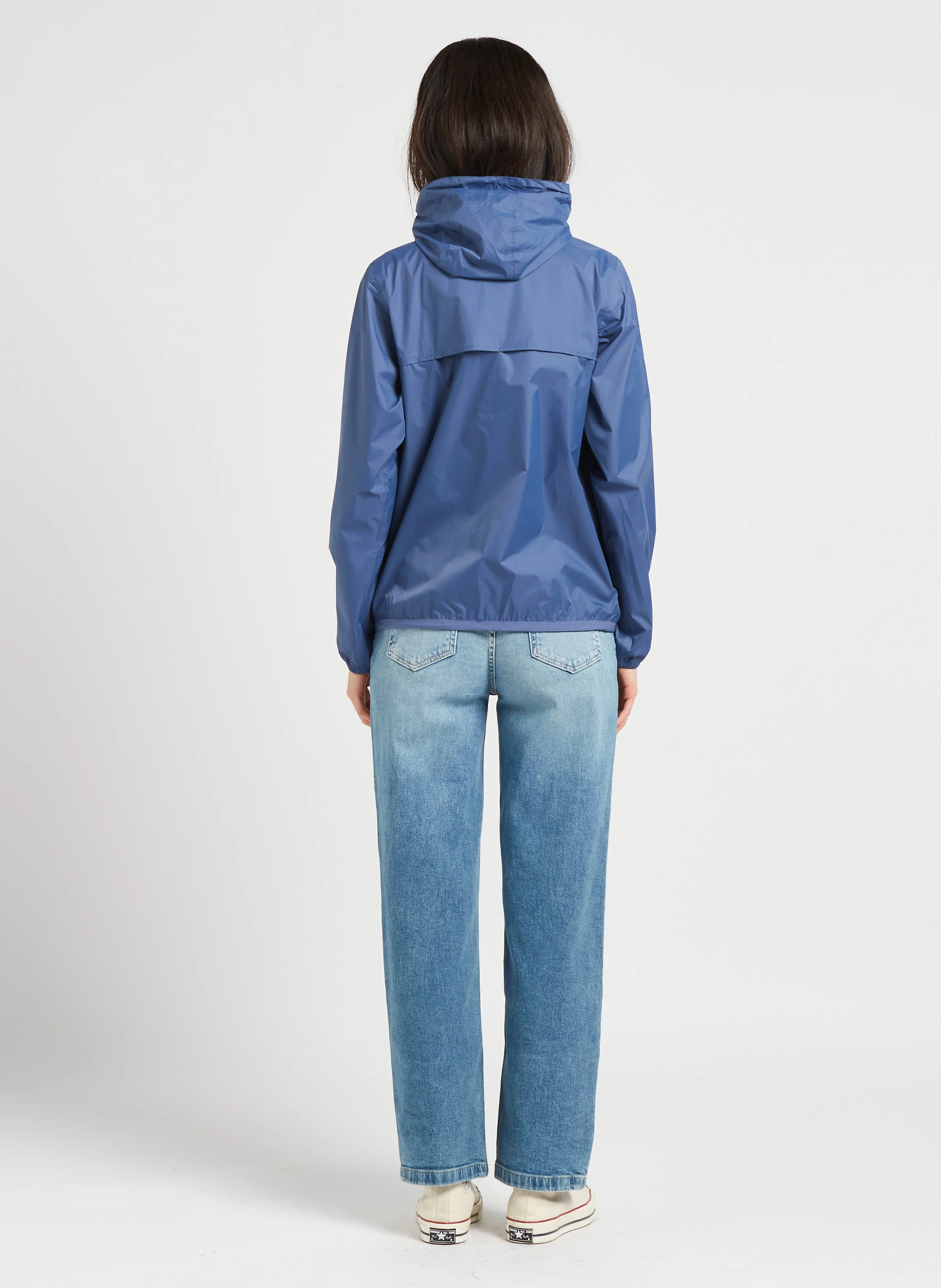 Jean droit taille haute en coton mélangé | Bleu