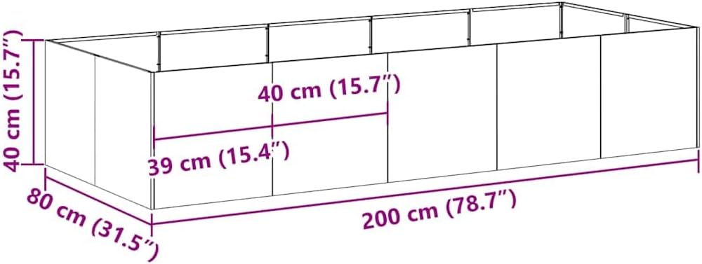 vidaXL Pflanzkübel Rostig 200x80x40 cm Wetterfester Stahl, Pflanztopf, Pflanzenständer, Hochbeet, Pflanzgefäßständer, Pflanzentablett, Gartenpflanzer