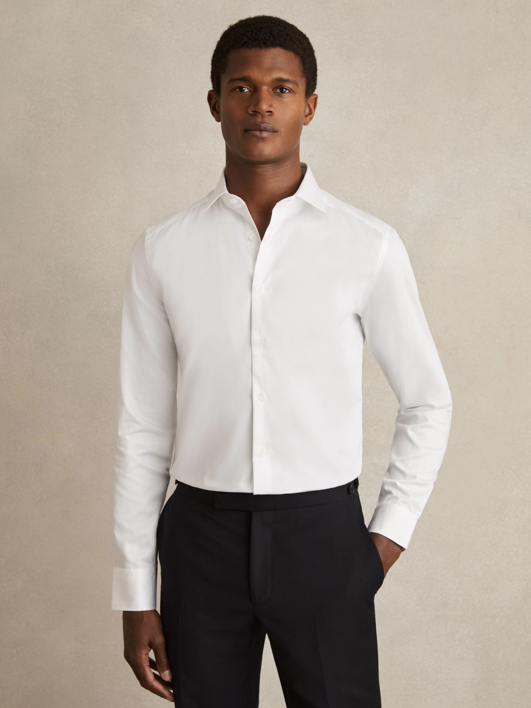 Wit - Slim Fit - Reiss Remote Cotton-Satin Cutaway-Collar Shirt
