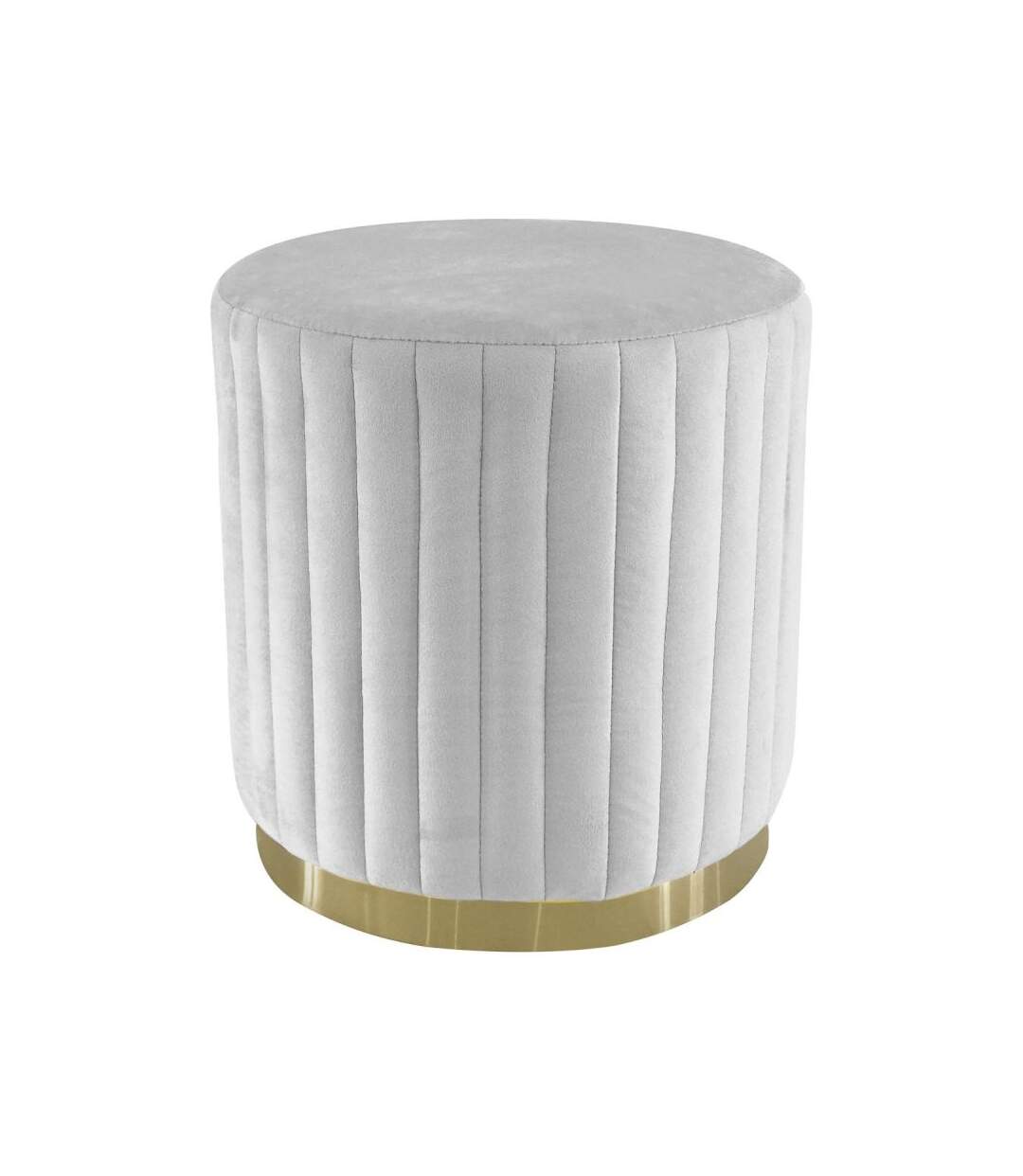 Paris Prix - Pouf Rond En Velours Design leytu 43cm Gris